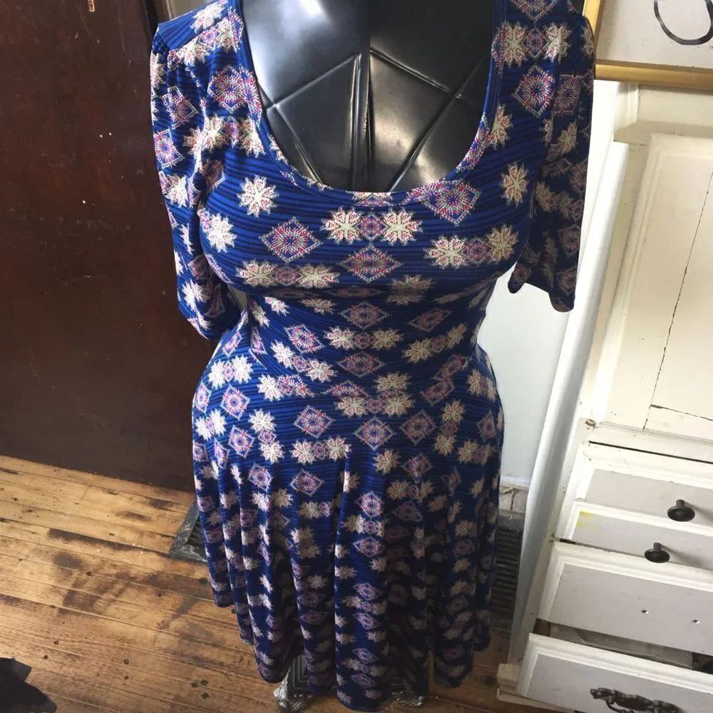Lularoe blue southwest S fit and flare skater dress